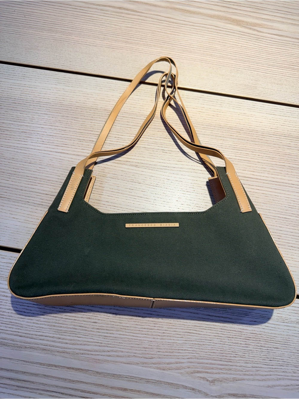 Francesco Biasia Y2K Canvas and Leather Shoulder Bag
